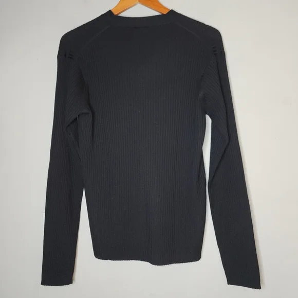 Armani Wool Black RibbedV-Neck Sweater Men's Sz Medium Giorgio Armani Collezioni